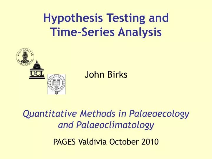 quantitative methods in palaeoecology and palaeoclimatology pages valdivia october 2010