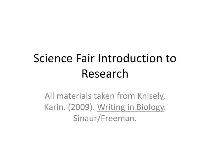 science fair introduction to research