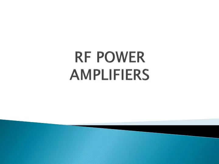 rf power amplifiers