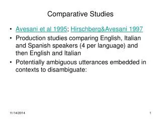 Comparative Studies