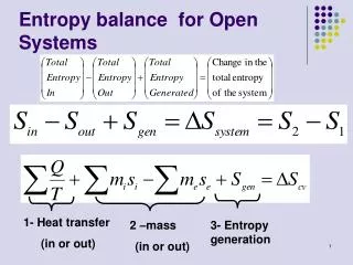Entropy balance for Open Systems