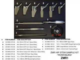 ZMR HIP STEM SAMPLE KIT *PERRYBURG* ZMR1