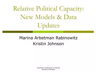 Relative Political Capacity: New Models &amp; Data Updates