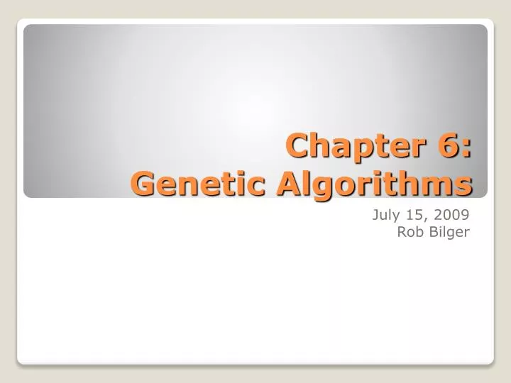 chapter 6 genetic algorithms