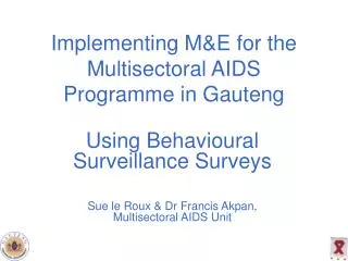 implementing m e for the multisectoral aids programme in gauteng