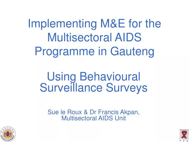 implementing m e for the multisectoral aids programme in gauteng