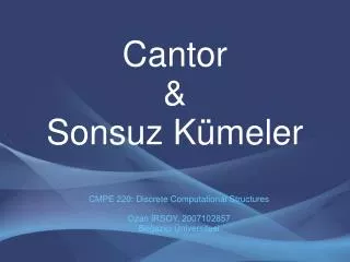 cantor sonsuz k meler