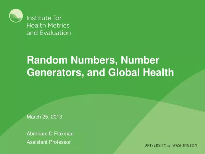 random numbers number generators and global health