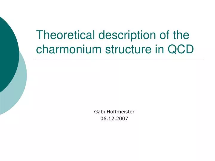 theoretical description of the charmonium structure in qcd