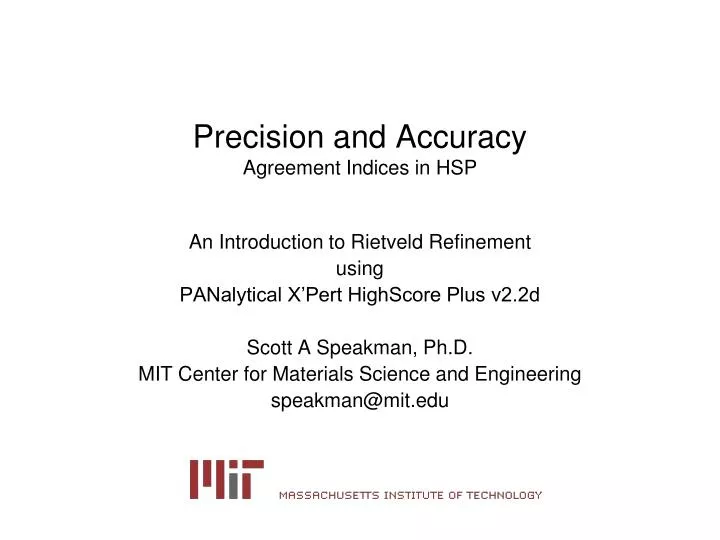 precision and accuracy agreement indices in hsp