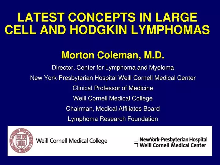 latest concepts in large cell and hodgkin lymphomas