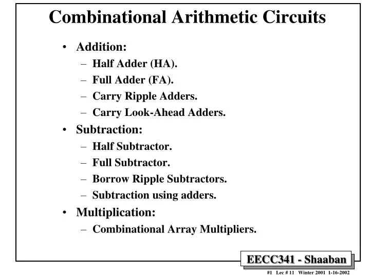 combinational arithmetic circuits