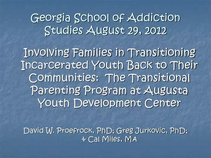 georgia school of addiction studies august 29 2012