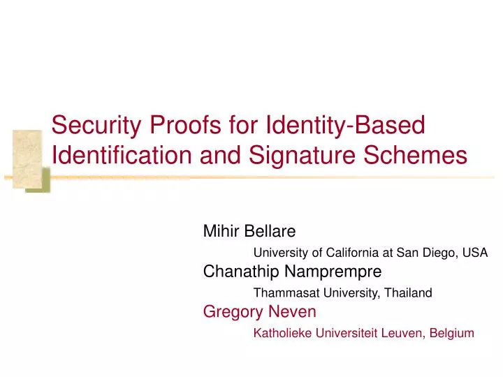 security proofs for identity based identification and signature schemes