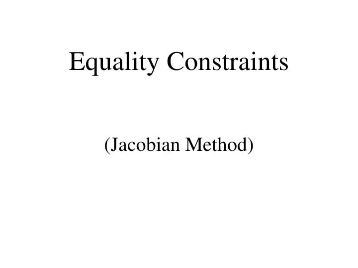 equality constraints jacobian method
