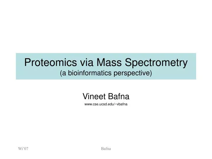 proteomics via mass spectrometry a bioinformatics perspective