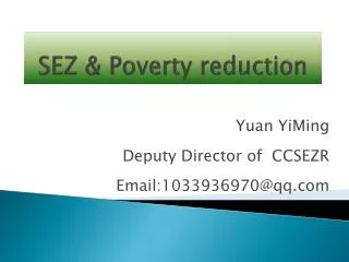 SEZ &amp; Poverty reduction