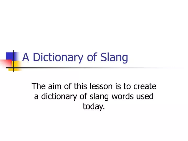 a dictionary of slang