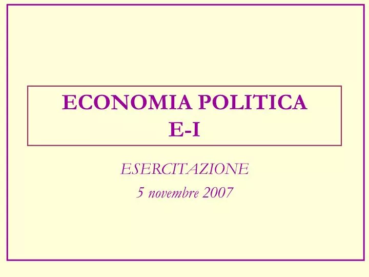 economia politica e i