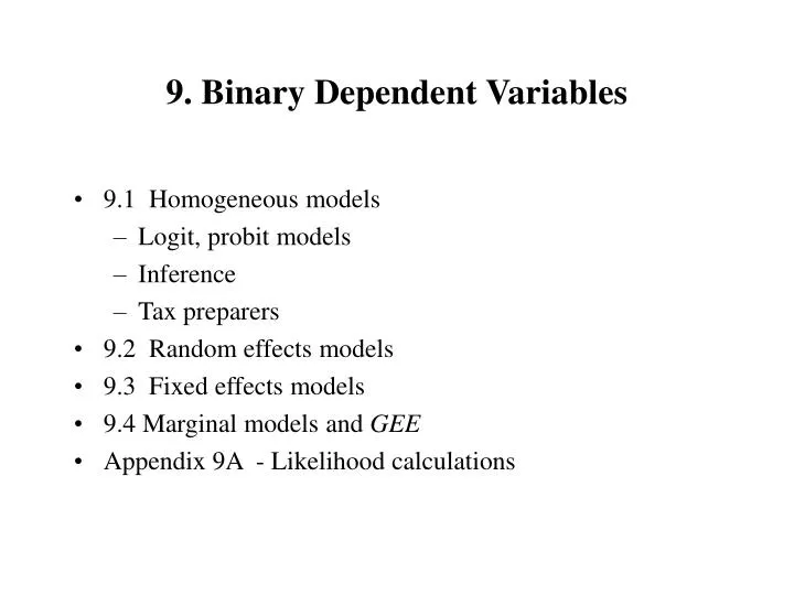 9 binary dependent variables