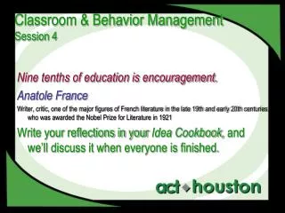 Classroom &amp; Behavior Management Session 4