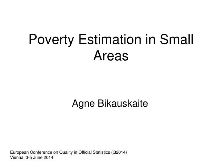 poverty estimation in small areas