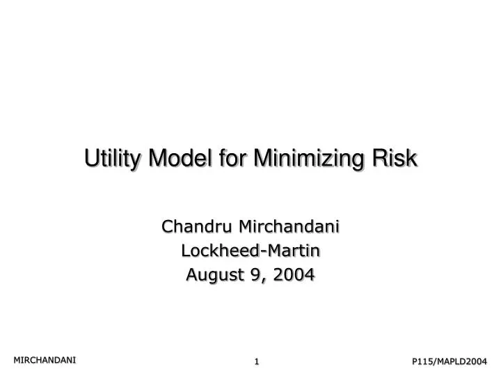 utility model for minimizing risk