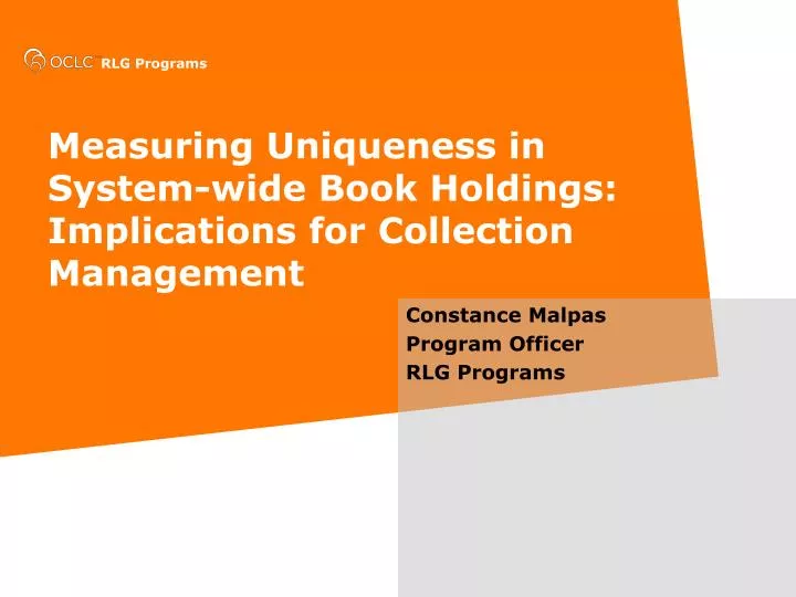 measuring uniqueness in system wide book holdings implications for collection management