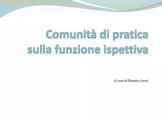 comunit di pratica sulla funzione ispettiva