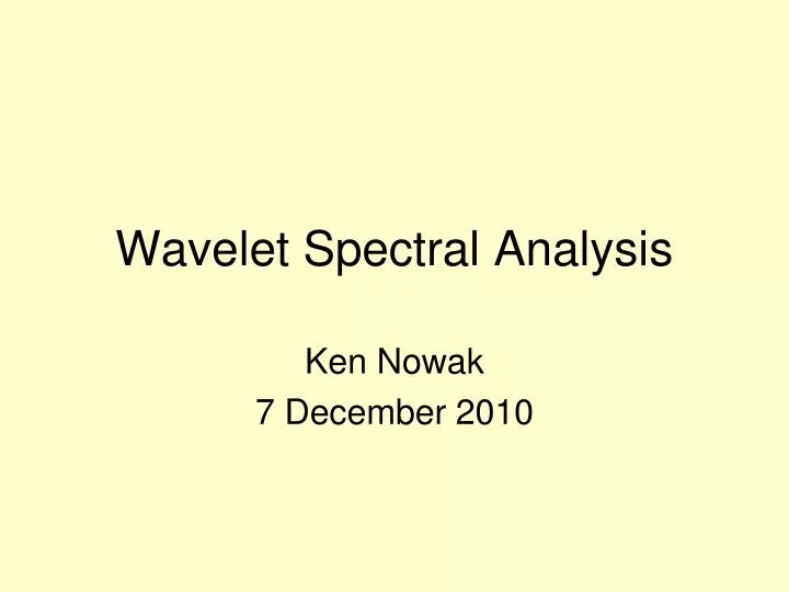 wavelet spectral analysis