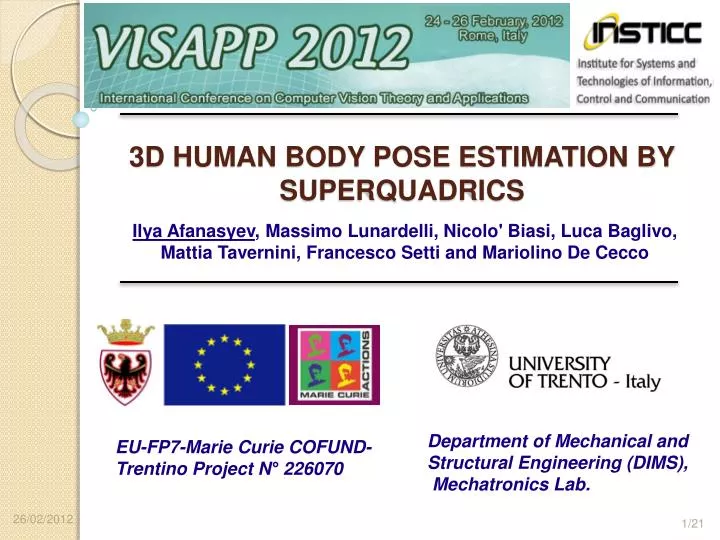 3d human body pose estimation by superquadrics