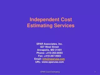Independent Cost Estimating Services