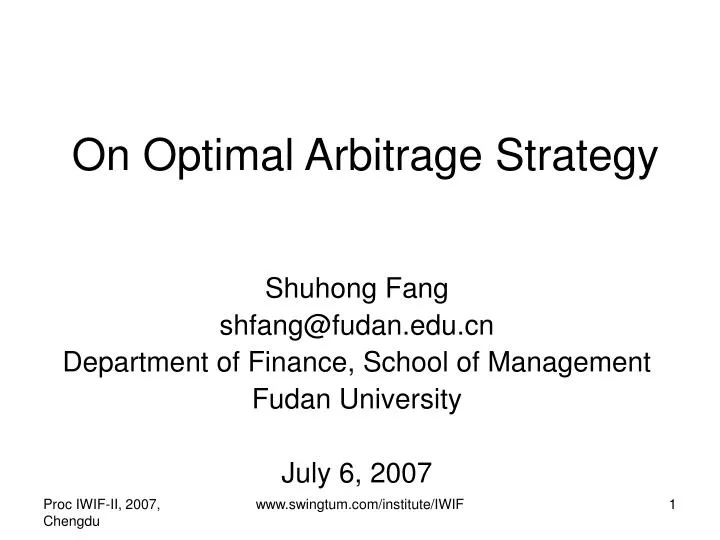 on optimal arbitrage strategy