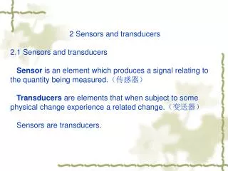 2 Sensors and transducers 2.1 Sensors and transducers