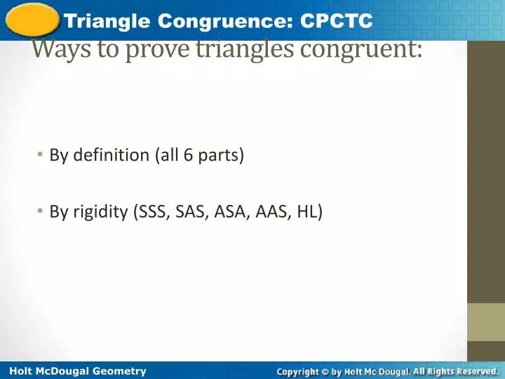 ways to prove triangles congruent
