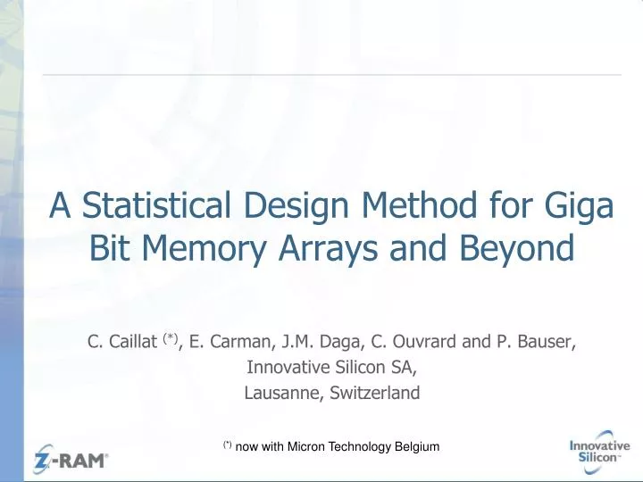 a statistical design method for giga bit memory arrays and beyond