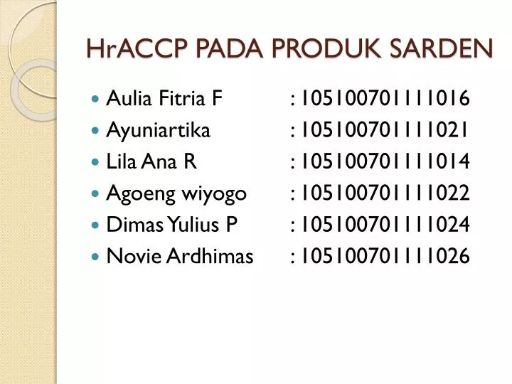 hraccp pada produk sarden