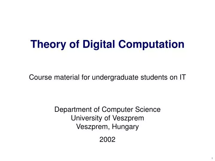 theory of digital computation