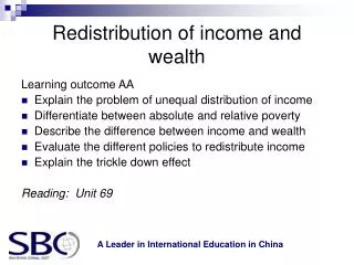Redistribution of income and wealth