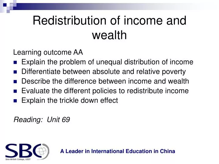 redistribution of income and wealth