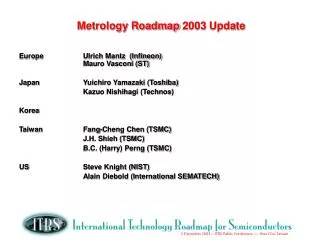Metrology Roadmap 2003 Update
