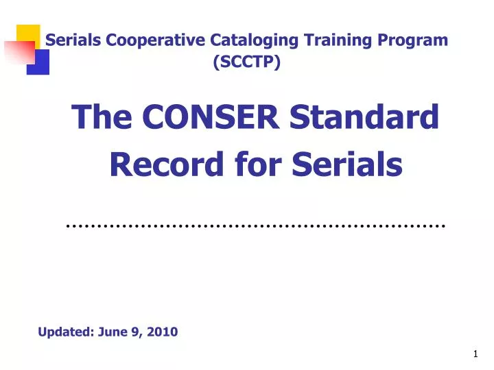 the conser standard record for serials