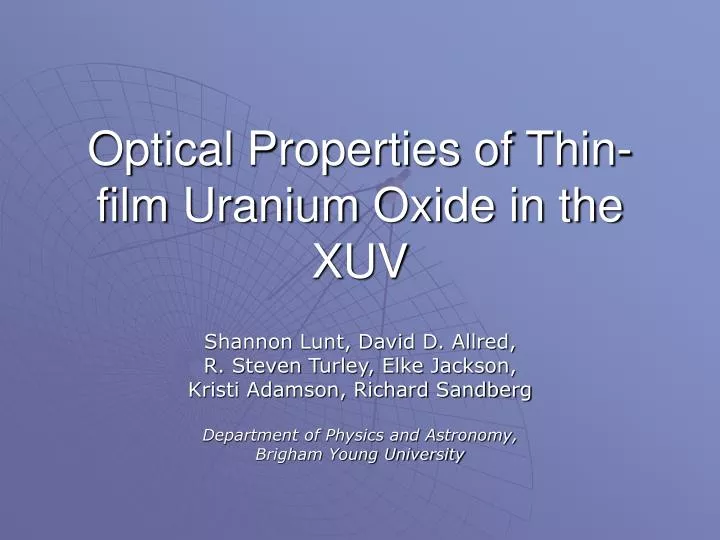 optical properties of thin film uranium oxide in the xuv