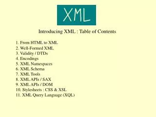 Introducing XML : Table of Contents