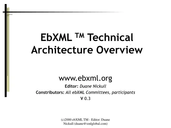 ebxml tm technical architecture overview