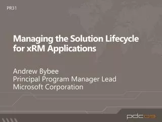 Managing the Solution Lifecycle for xRM Applications