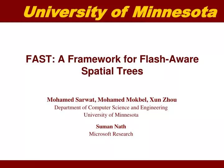 fast a framework for flash aware spatial trees