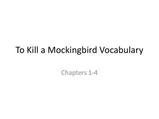 To Kill a Mockingbird Vocabulary