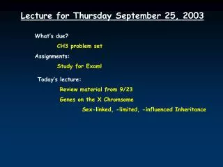 Lecture for Thursday September 25, 2003