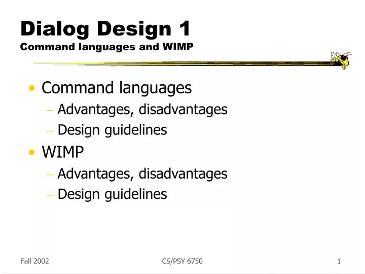 dialog design 1 command languages and wimp